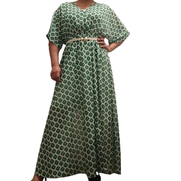 Maxi Dress Floral Patern Elastic Waist Size M - Picture 5 of 8